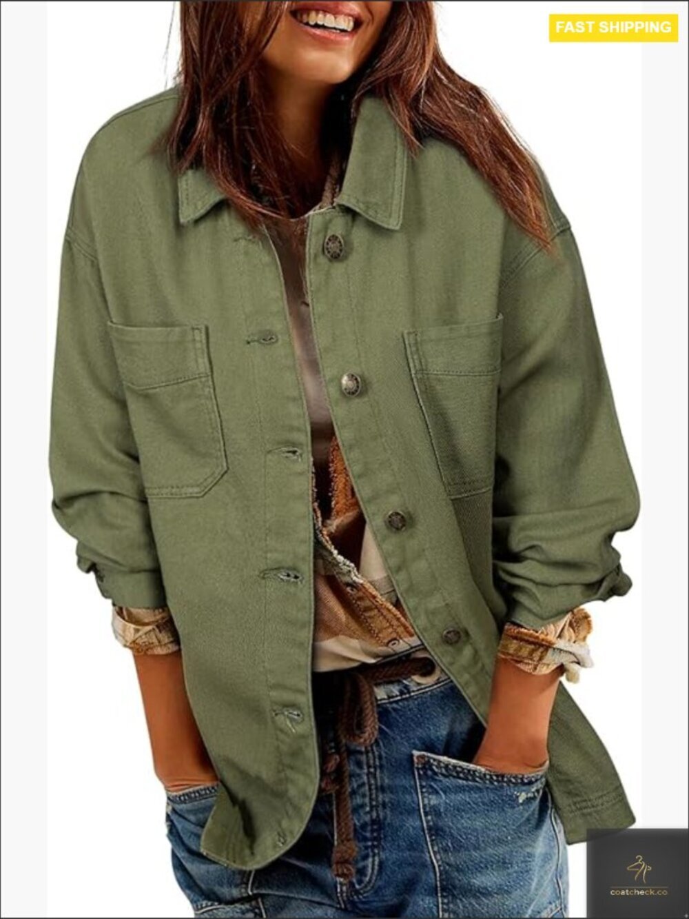 Oversized Boyfriend Denim Jacket Long Sleeve Button Up Split Side Tunic Length